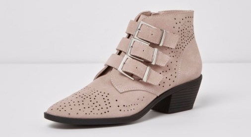 Pink suede ankle boot