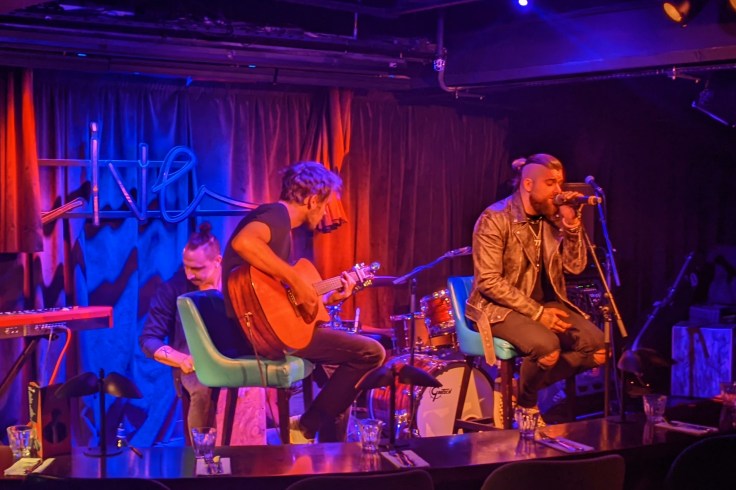 Manny Blu and band on stage at Pizza Express Live