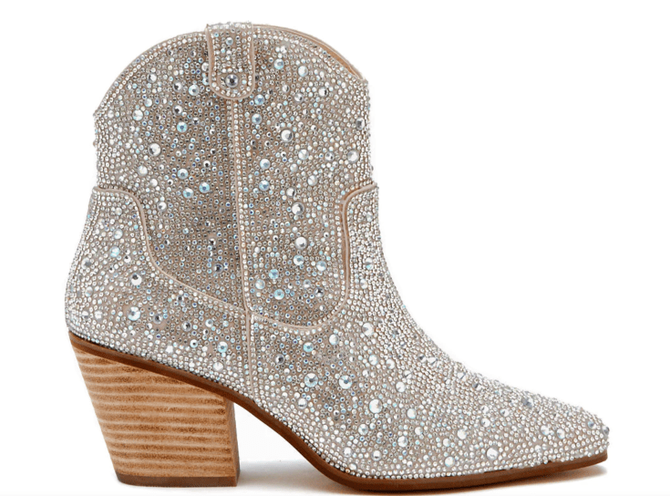 Rhinestone embellished ankle cowboy boots
